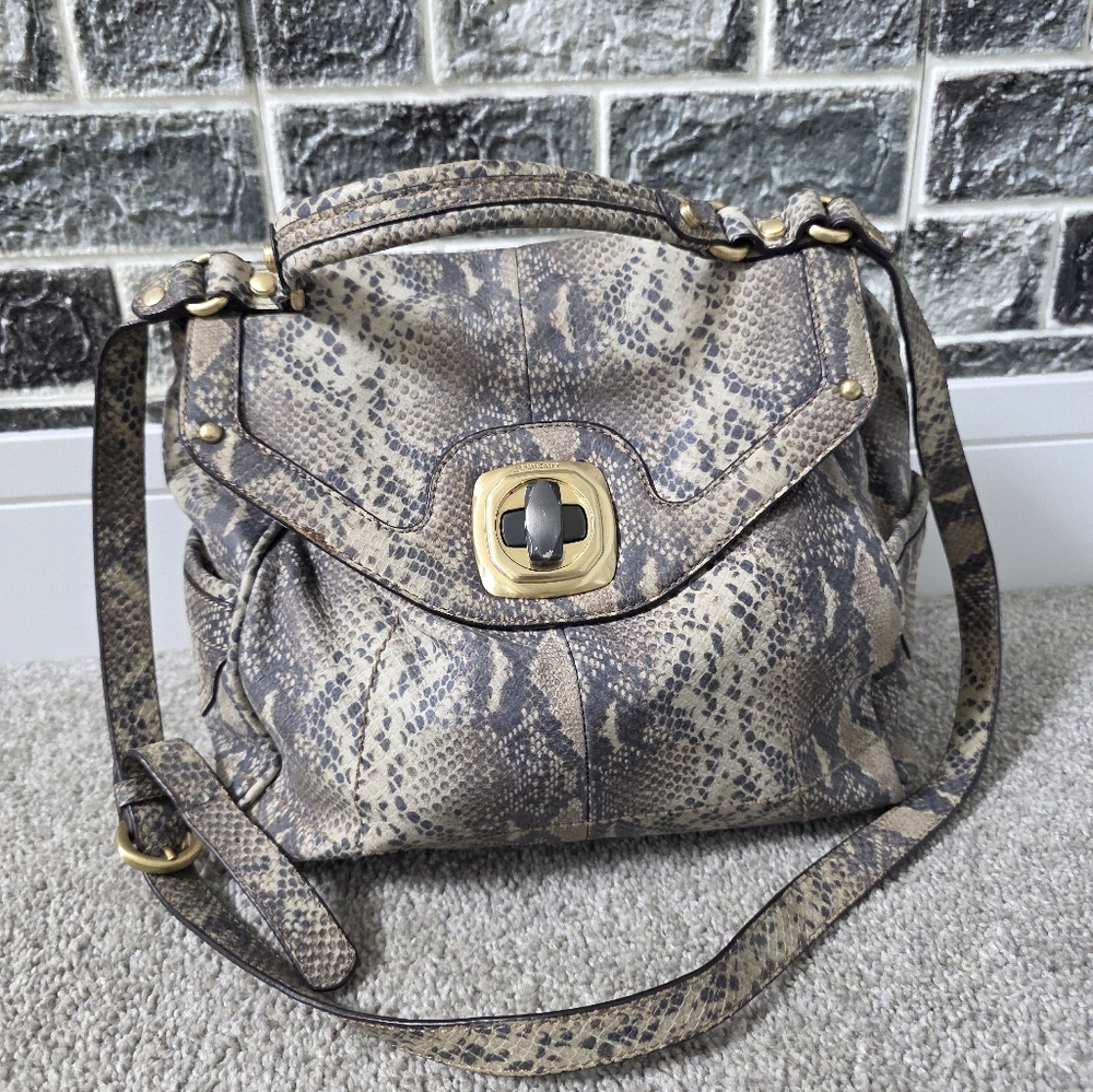 B Makowsky Women's Leather Snake Print Handbag